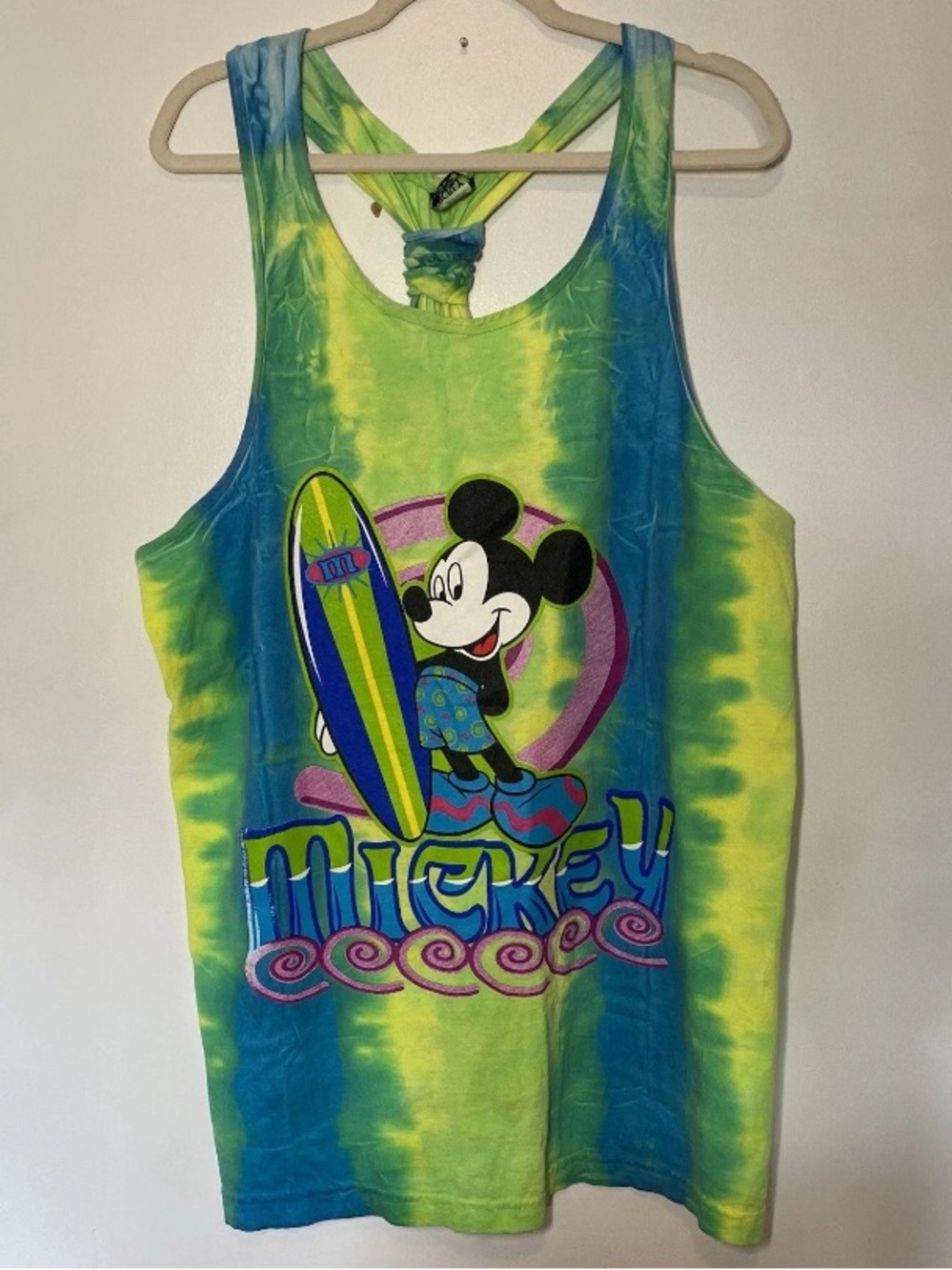 Mickey Unlimited Women’s One Size Tie Dye Tank Top Surf Disney Vintage Blue 90s